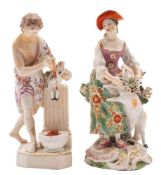 A Derby figure 'Sacrifice' and a similar bocage figure of a sherpherdess the first depicting Jason