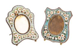 Two Italian micromosaic photograph frames, circa 1900,