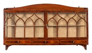 A Regency mahogany and glazed wall hanging display cabinet,