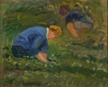 Anna Marie Sandholt (Danish, 1872-1942) The berry pickers, a harvesting scene initialled M.S.