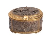 A French gilt and patinated metal casket, late 19th/early 20th century,