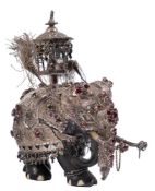 WITHDRAWN LOT An East Asian (possibly Sri Lanka) model of a ceremonial caparisoned elephant with