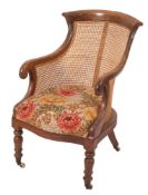 A Regency mahogany and canework bergere,