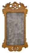 A George I giltwood framed rectangular wall mirror,