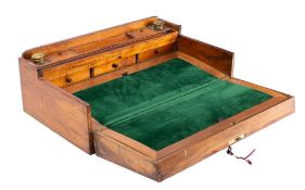 A Victorian walnut and parquetry writing slope, in the style of Tunbridgeware, mid-19th century,