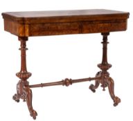 A Victorian walnut and burr banded card table, possibly Scottish,