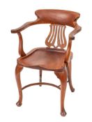 A Victorian mahogany desk chair,