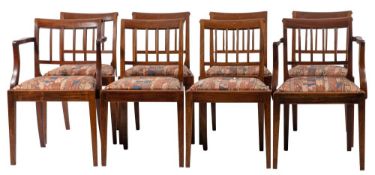 A set of eight mahogany dining chairs in Regency style,