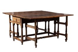 A William and Mary oak gateleg dining table,