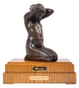 Pia Blomberg Ranslet [Danish b.1956] A bronze study of 'Charlotte', signed, 23cm on oak stand.