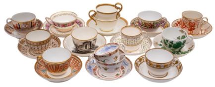 A collection of late 18th/early 19th century English porcelain trios,