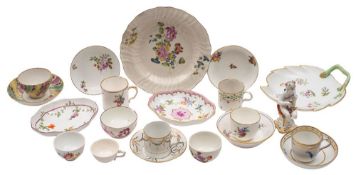 A mixed lot of 18th/early 19th century Continental porcelain including a Sevres coffee can,
