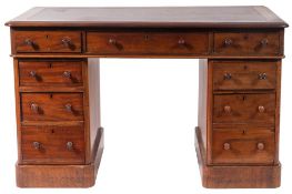 A Victorian mahogany pedestal desk, by Bulstrode of Cambridge,