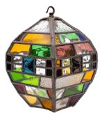 An Arts and Crafts stained and leaded glass hall lantern, early 20th century,