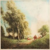 William Tatton Winter (British, 1855-1928) Four etchings; The Picnic, A Summer Pastoral,