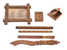 Seven items of Victorian and Edwardian Tunbridge ware,