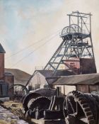 Circle of Norman Cornish (British, 1919-2014) A coal mine oil on paper 38 x 30.