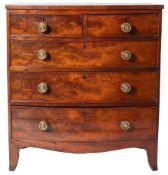 A George III mahogany bow front chest of drawers,