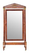 A fine Empire mahogany cheval mirror,
