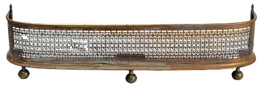 A Regency brass fender, circa 1815; of 'D' section,
