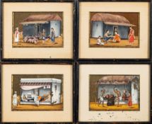 A set of nine Indian 'Company School' mica paintings depicting various trades,