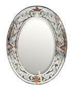 A Continental, probably Italian oval wall mirror,
