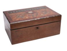 A Victorian maple, burr walnut, ebony, marquetry and bone and abalone inlaid writing slope,