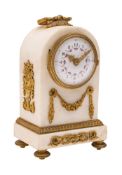 A French Victorian white marble and ormolu mounted timepiece: the eight-day duration timepiece