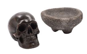 An electrotype memento mori model of a human skull,