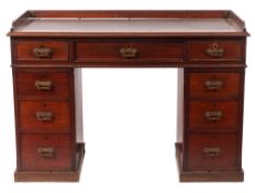 A Victorian mahogany pedestal desk, probably for campaign use,