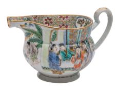 A Canton 'monk's cap' jug enamelled with figures on terraces,