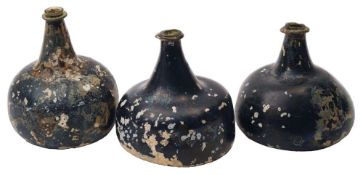 Three onion/mallet wine bottles,
