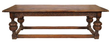 An oak refectory table in Elizabethan style,