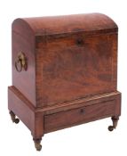 A George III mahogany and crossbanded coffer cellaret,