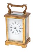 A French Edwardian carriage clock having an eight-day duration timepiece movement with a platform