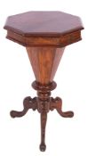 A Victorian walnut sewing table,