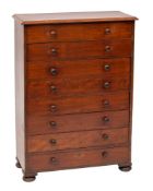 A Victorian mahogany chest of drawers, third quarter 19th century; of unusual proportions,