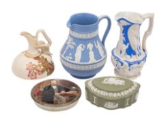 A Royal Worcester ivory ground ewer and other items,