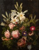 Johan Laurentz Jensen (Danish, 1800-1856) Still life of roses, lilies,