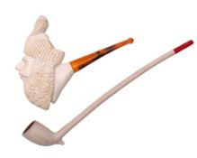 A figural Meerschaum pipe modelled as a bearded man wearing a turban, 20th century,