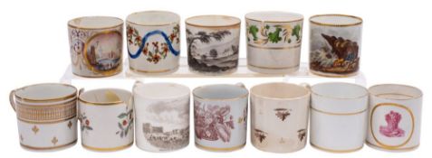 A collection of thirteen late 18th/early 19th century English porcelain coffee cans various