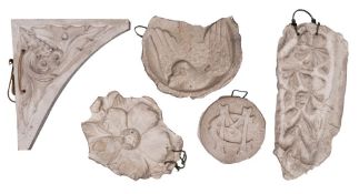 A group of sixteen plaster casts of architectural ornament, mostly early 20th century,