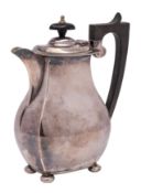 A George V silver coffee pot, maker's mark worn, possibly S Blanckensee & Son Ltd, Chester,