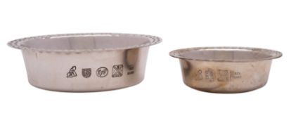 Two Elizabeth II Guernsey silver novelty Bachins,