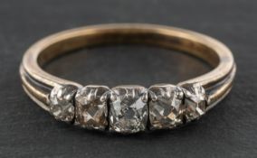An old-cut diamond, five-stone ring, total estimated diamond weight ca. 0.