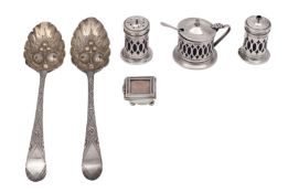 A pair of George III silver later decorated berry spoons, makers C.H (London 1783) and W.