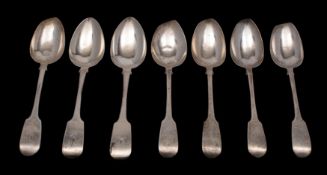 A set of four Victorian silver Fiddle pattern tablespoons, maker Mary Chawner, London 1839,