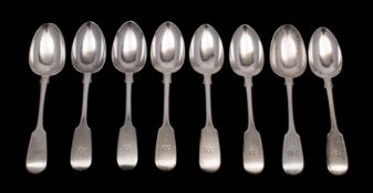 A set of six Victorian silver fiddle pattern teaspoons, makers Josiah Williams & Co.