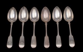 A set of six Victorian silver Fiddle pattern dessert spoons, maker William Corbett, Glasgow 1869,