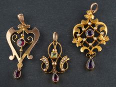 Three openwork pendants,